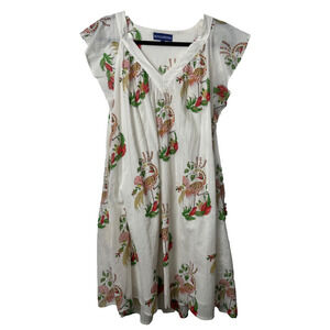 Ro's Garden ladies dress Size L Summer Spring Pockets Short sleeves peacock.